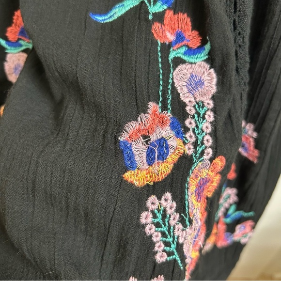 Free People Perfectly Victorian Size XS Black Floral Embroidered Mini Dress - Picture 11 of 11
